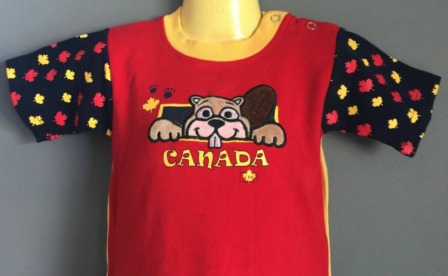 New Unisex CANADA Souvenir Tee Red Navy & Yellow T shirt Size 18 Months
