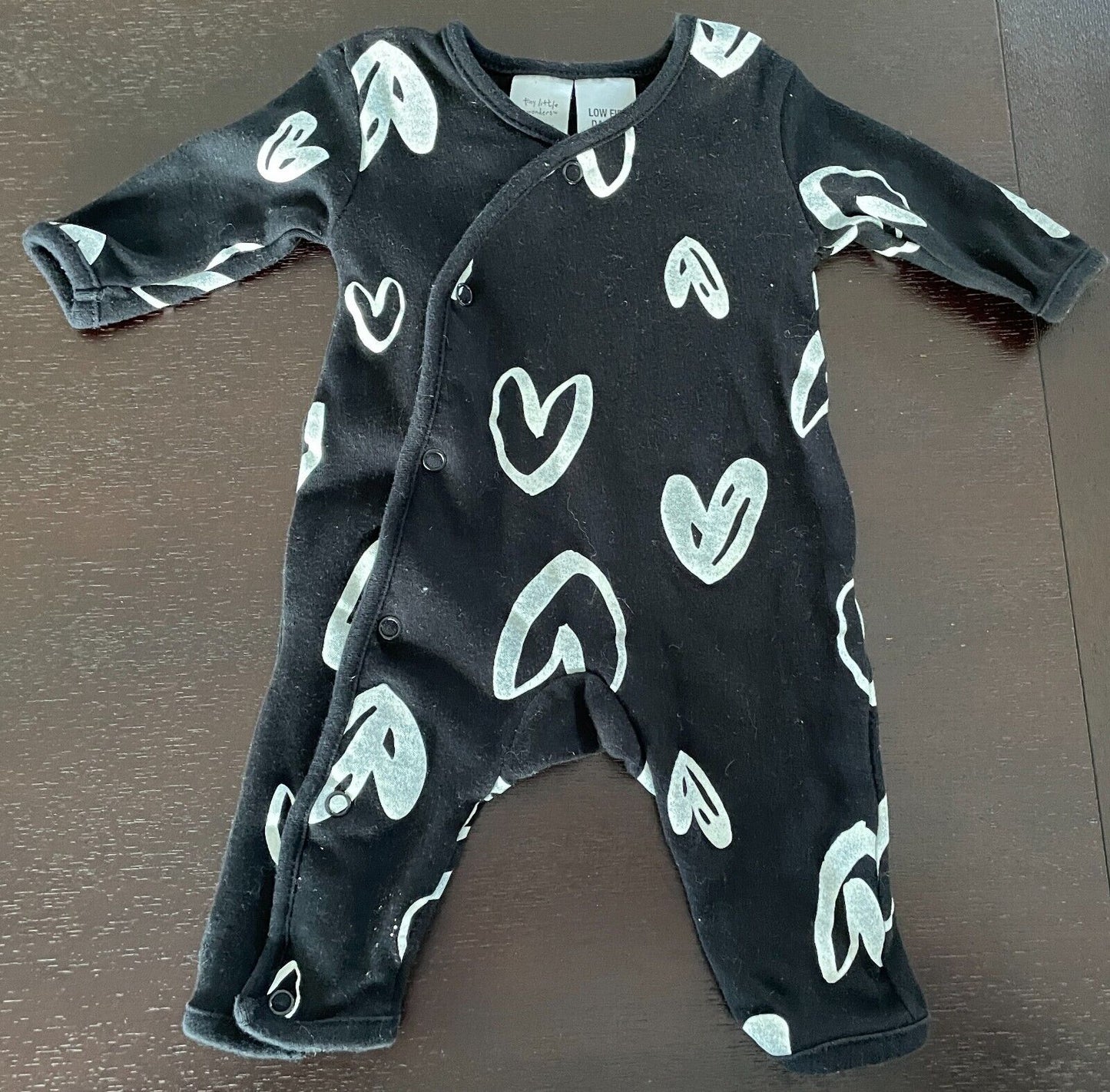 Grey BONDS & TINY LITTLE MONSTERS Rompers Black White Heart Print Size 0000