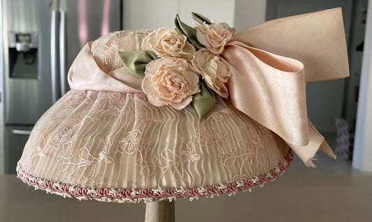 Vintage WAYNE M KLESKI Collectable Ornamental Sun Hat Lace Flower RibbonTrim NEW