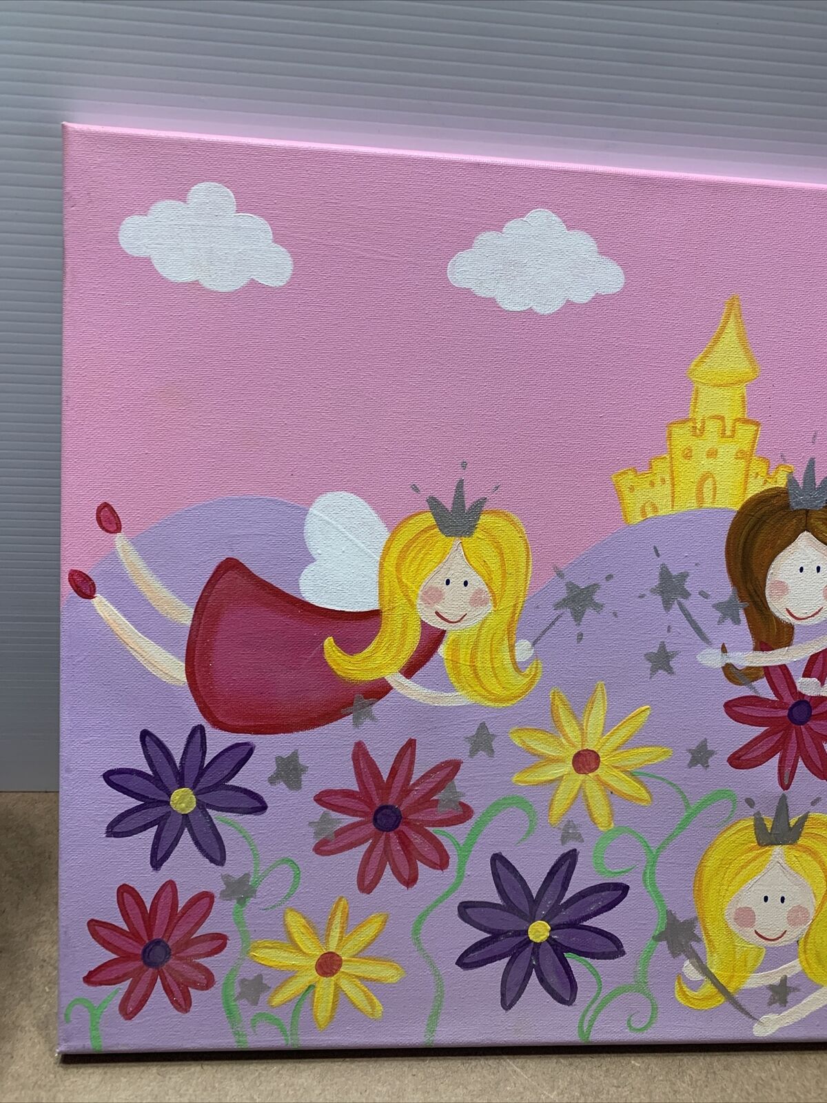 Original Painting PRINCESS FAIRY Julie Allen 2008 Castle Crown Untitled Acrylic