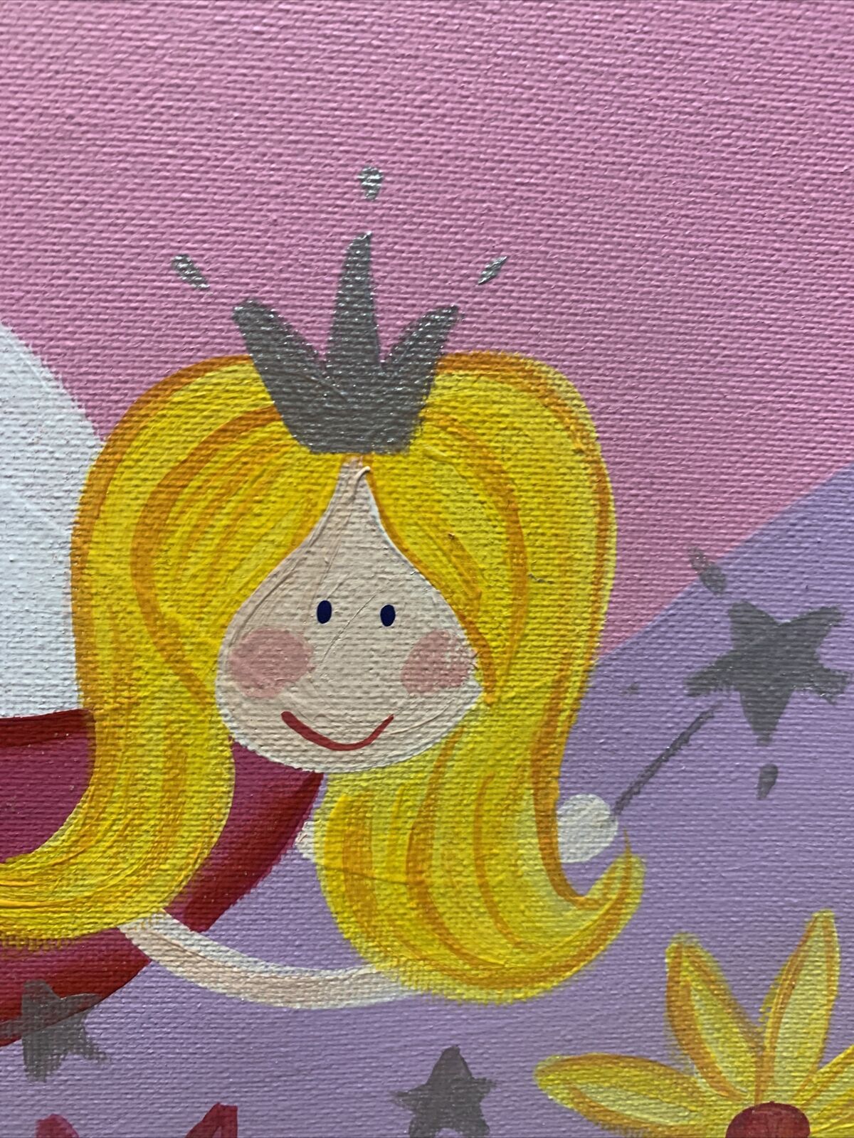 Original Painting PRINCESS FAIRY Julie Allen 2008 Castle Crown Untitled Acrylic