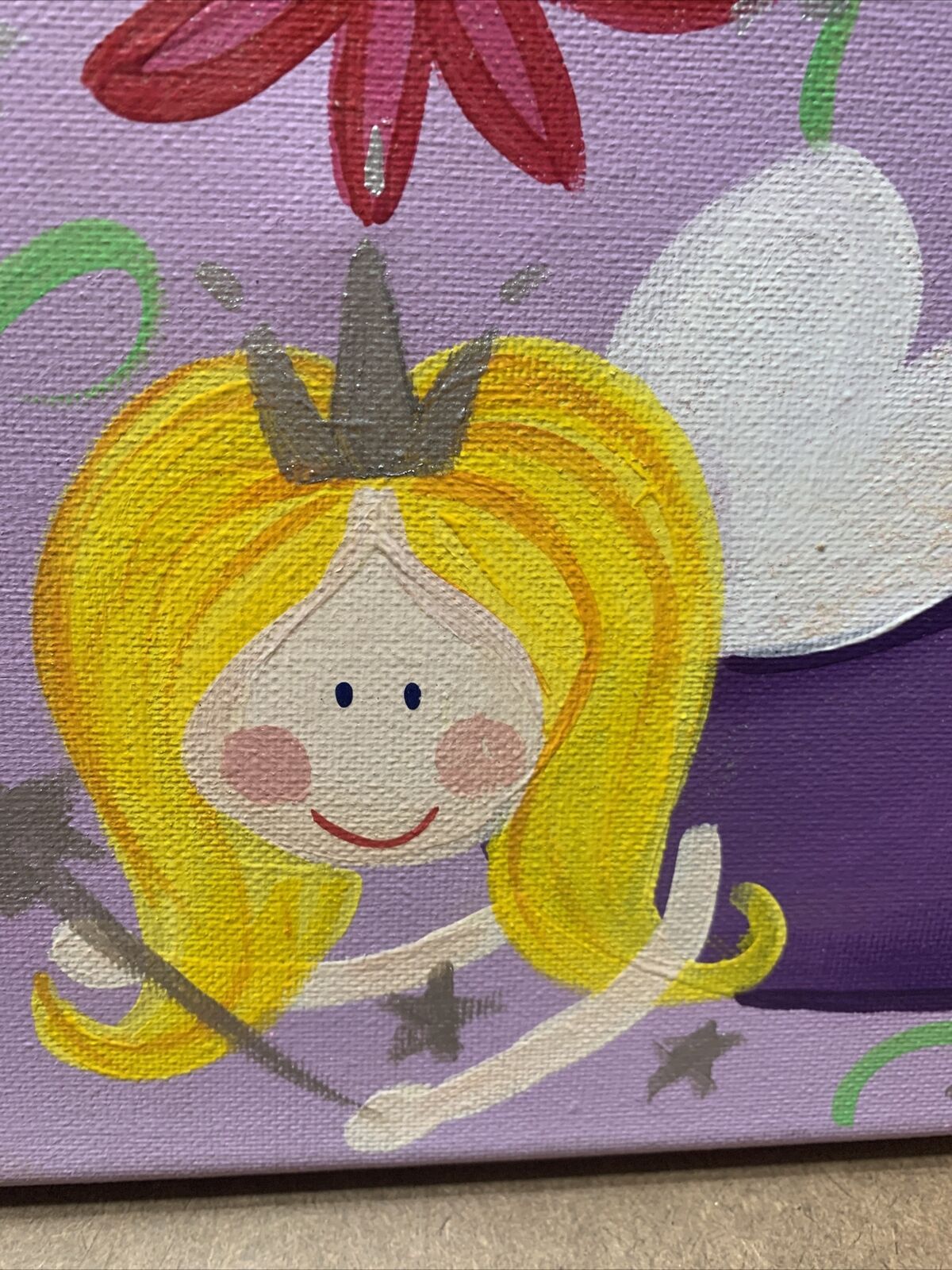 Original Painting PRINCESS FAIRY Julie Allen 2008 Castle Crown Untitled Acrylic