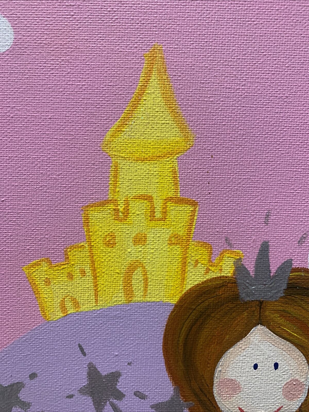Original Painting PRINCESS FAIRY Julie Allen 2008 Castle Crown Untitled Acrylic