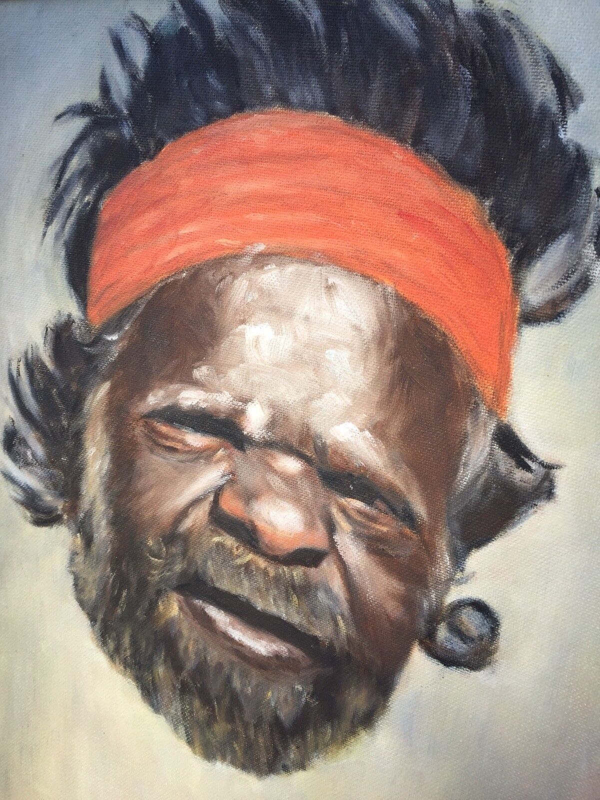 Original Painting ABORIGINAL PORTRAIT by R SMITH 40x50cm Indigenous Art