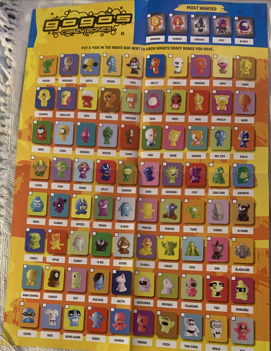 PB Ready Steady Go Gos Crazy Bones Official Guide Double Sided Poster Game Board