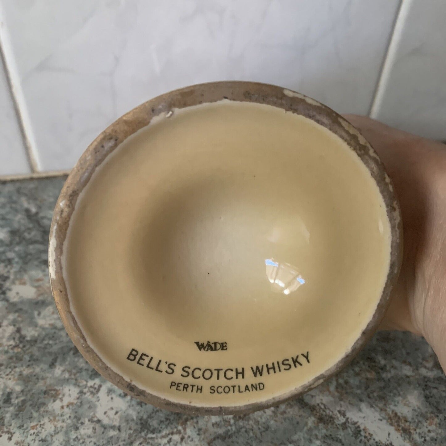 WADE Bells Scotch Whisky Bottle Perth Scotland Decanter Ceramic Empty 1970s