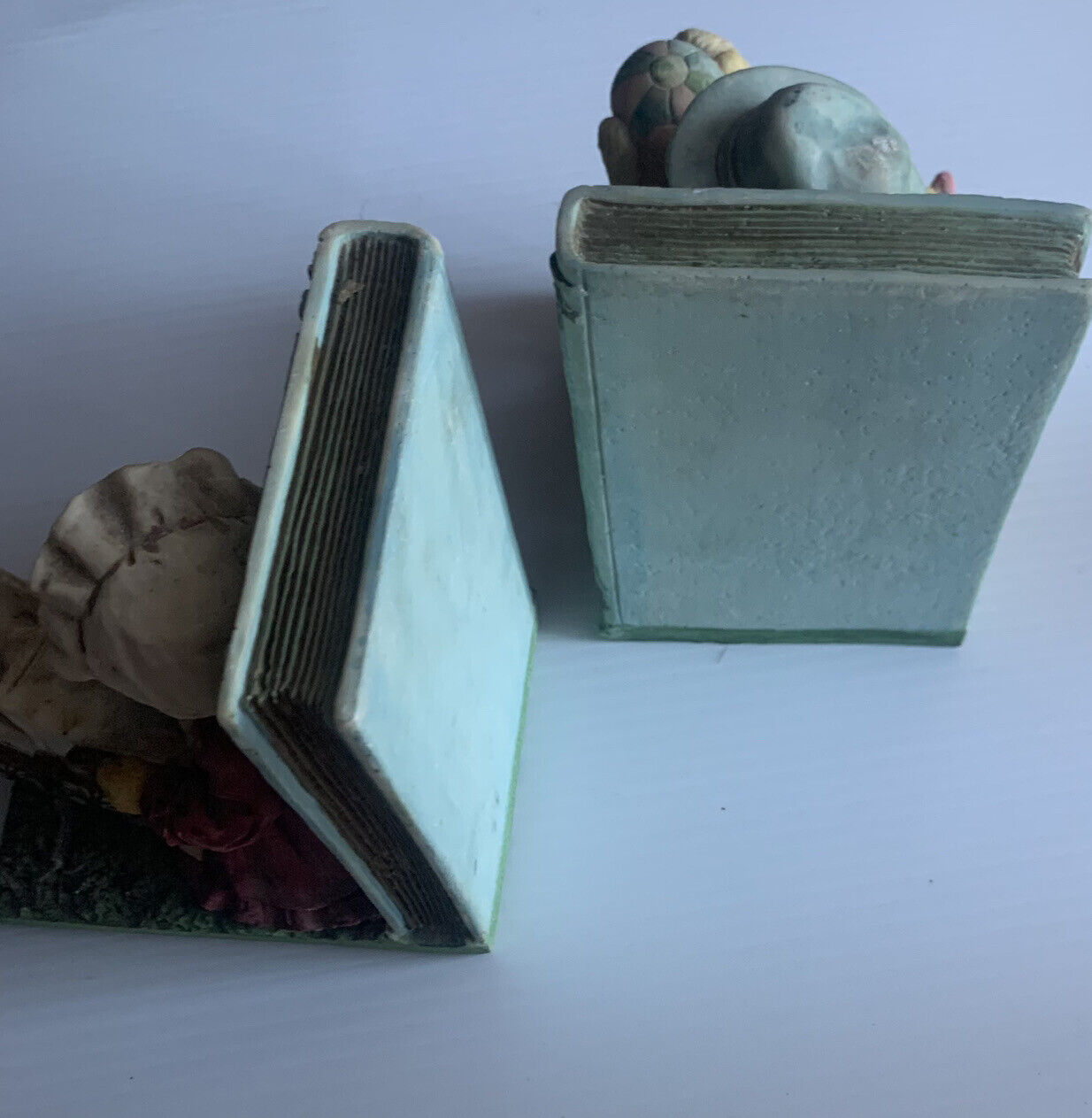 Vintage BOOKENDS Pair 1980s DUCKS Ornamental Ceramic  Kitsch FIGURINES Family