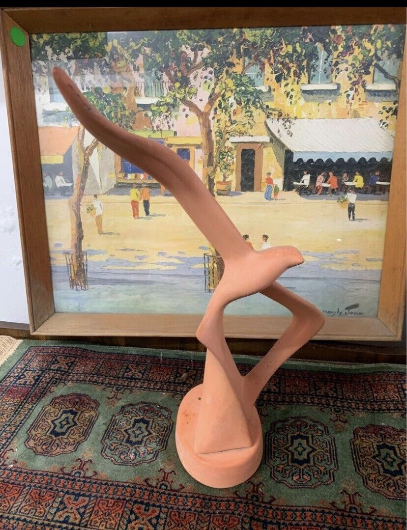 44cm BIRD FIGURINE in Flight Statue Terracotta Clay Jonathan Livingston Seagull