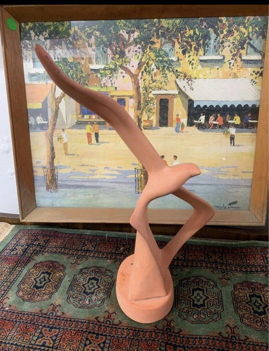 44cm BIRD FIGURINE in Flight Statue Terracotta Clay Jonathan Livingston Seagull