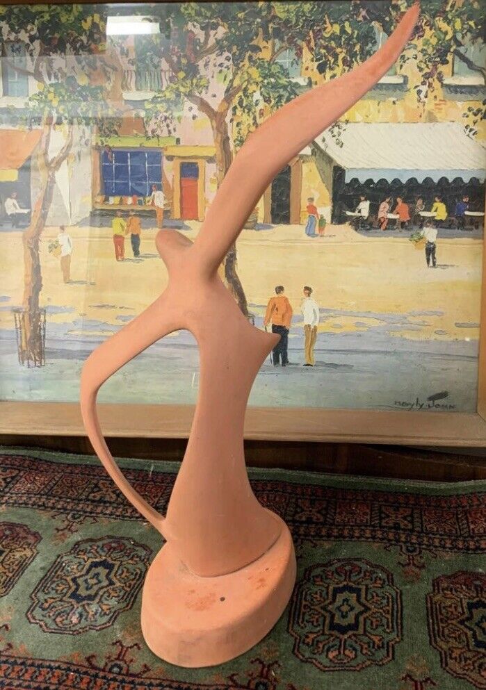 44cm BIRD FIGURINE in Flight Statue Terracotta Clay Jonathan Livingston Seagull