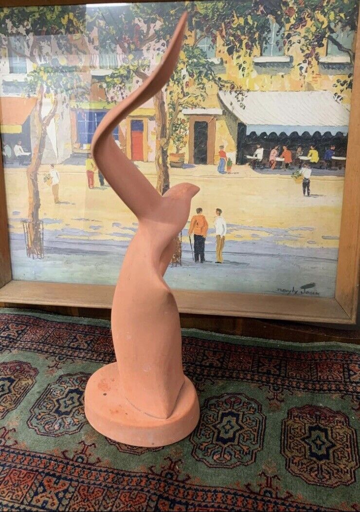 44cm BIRD FIGURINE in Flight Statue Terracotta Clay Jonathan Livingston Seagull