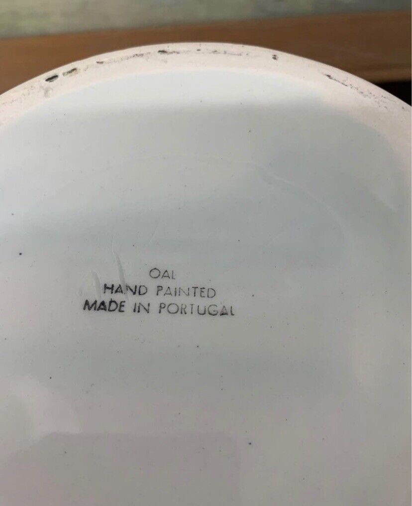 Large Vintage Soup Tureen BLUE WHITE Hand Painted Ceramic Ladle Platter Portugal