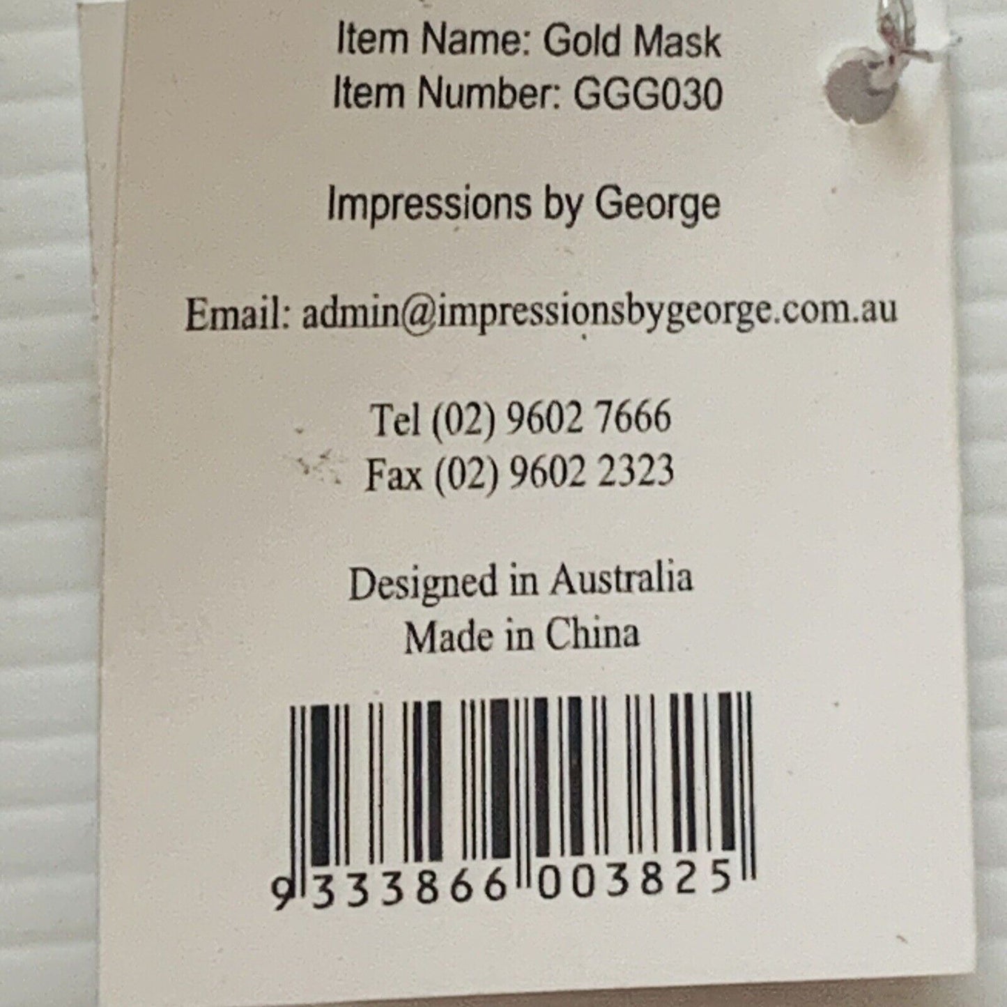 Venetian Hanging Ornament 7cm Gold MASQUERADE MASK Beautiful Pottery Charm Italy