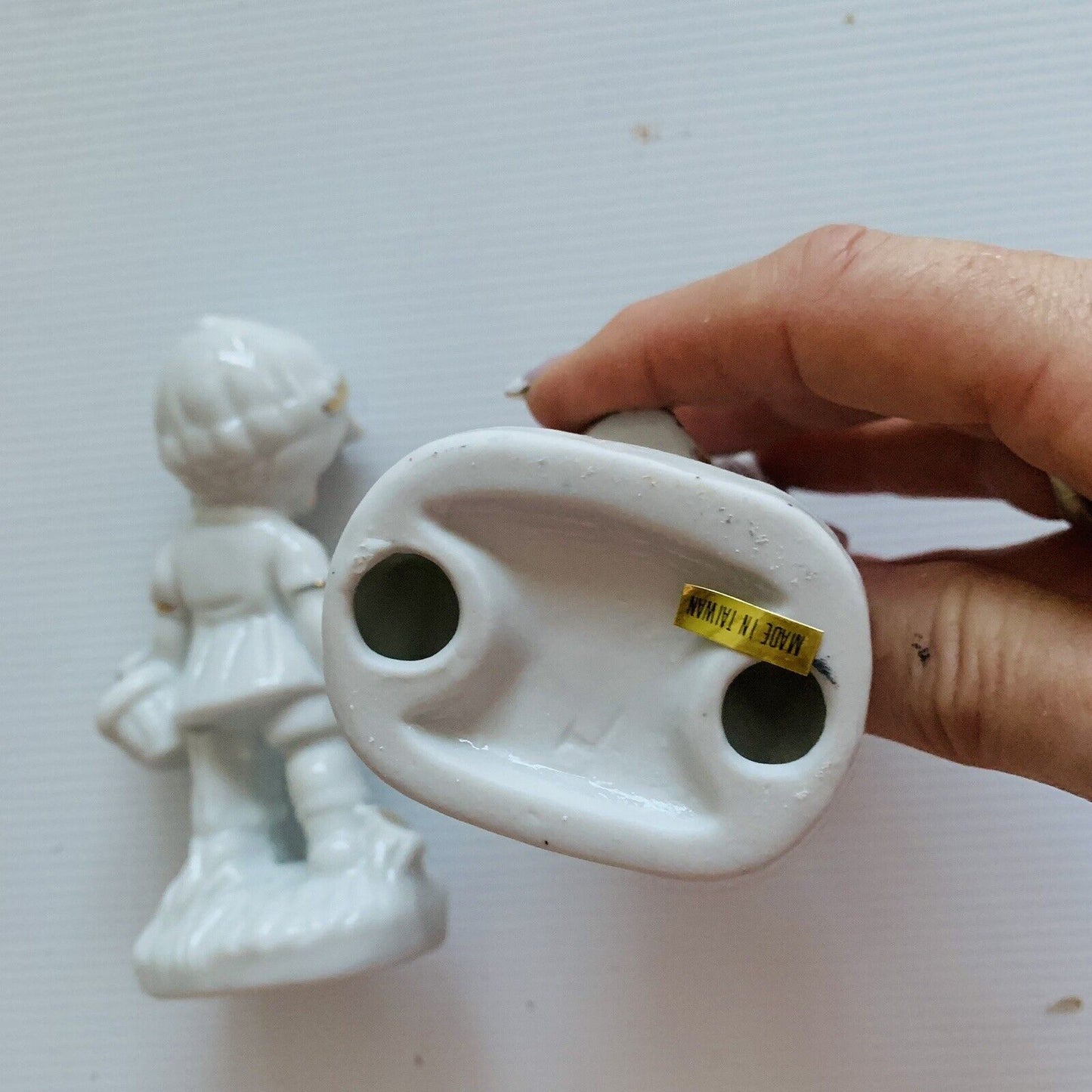 New FIGURINES 1960s JACK and JILL Pair Ceramic White w Gold Trim Bomboniere