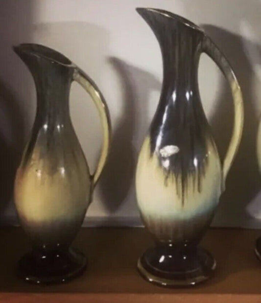 New Graduating Jug Set JAYKERANUL glazed ceramic labelled w Handles MCM
