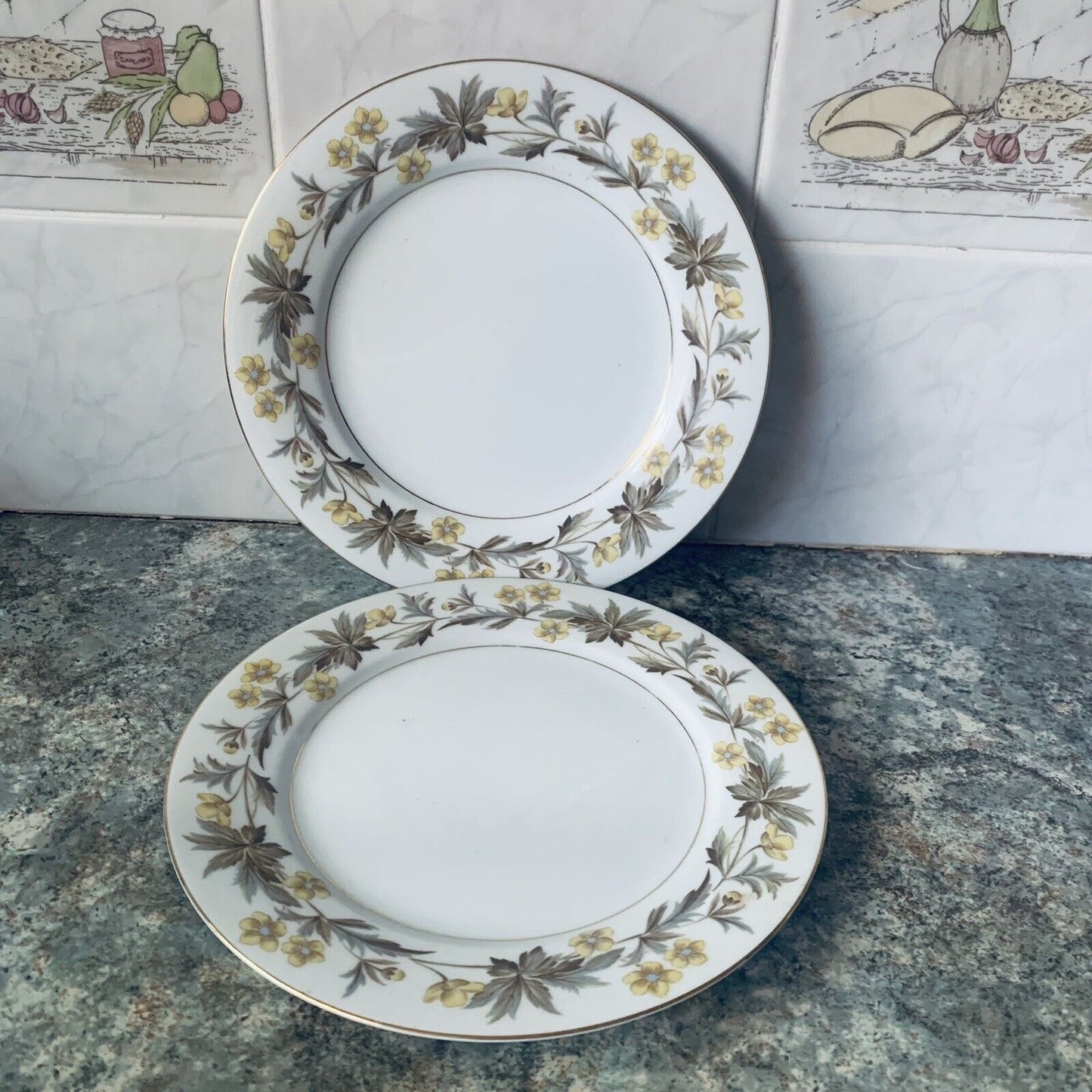 2x NORITAKE CHINA Lorraine 5320 SALAD Entree 23cm DINNER PLATE Japan