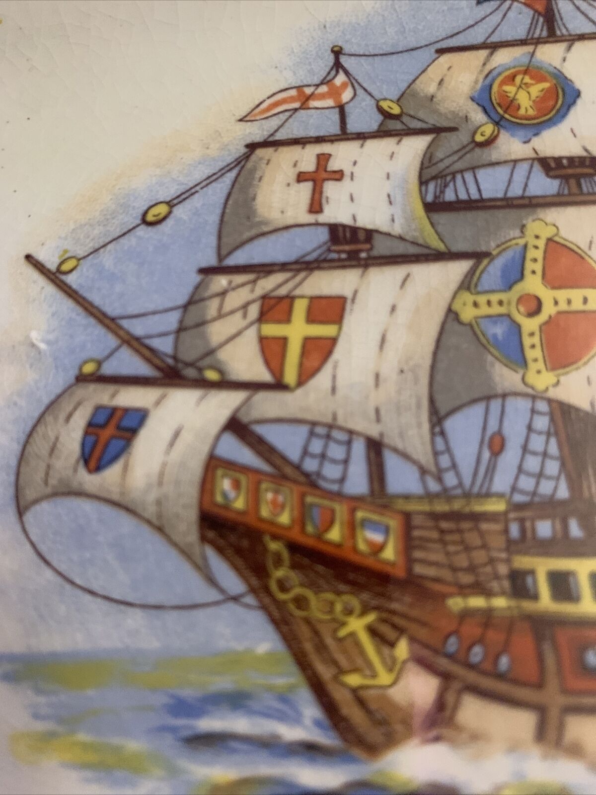 Vintage NELSON WARE Westward Ho Rectangular Dish Plate Ship Transfer 21cm 1950s