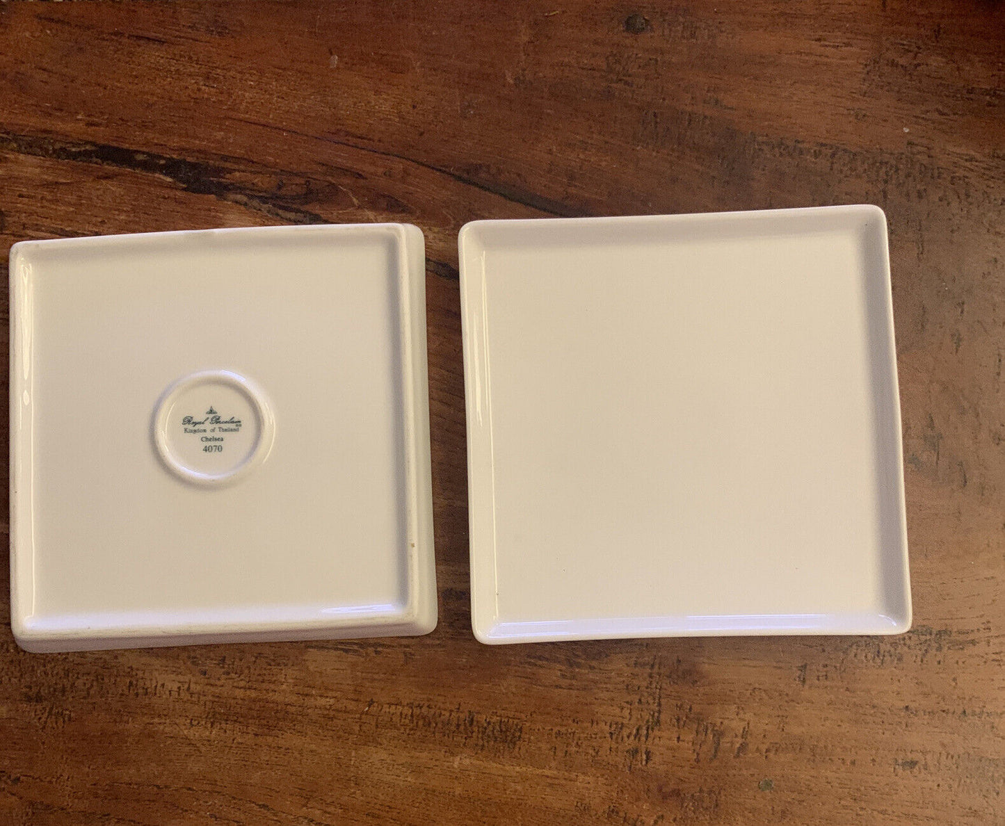 2x Royal Porcelain Kingdom of Thailand CHELSEA 4070 White 13cm Square Plate