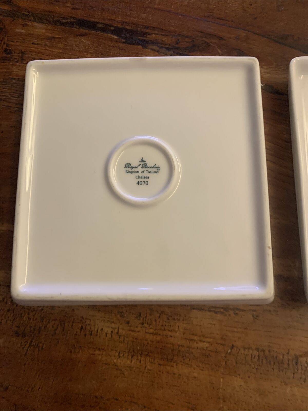 2x Royal Porcelain Kingdom of Thailand CHELSEA 4070 White 13cm Square Plate