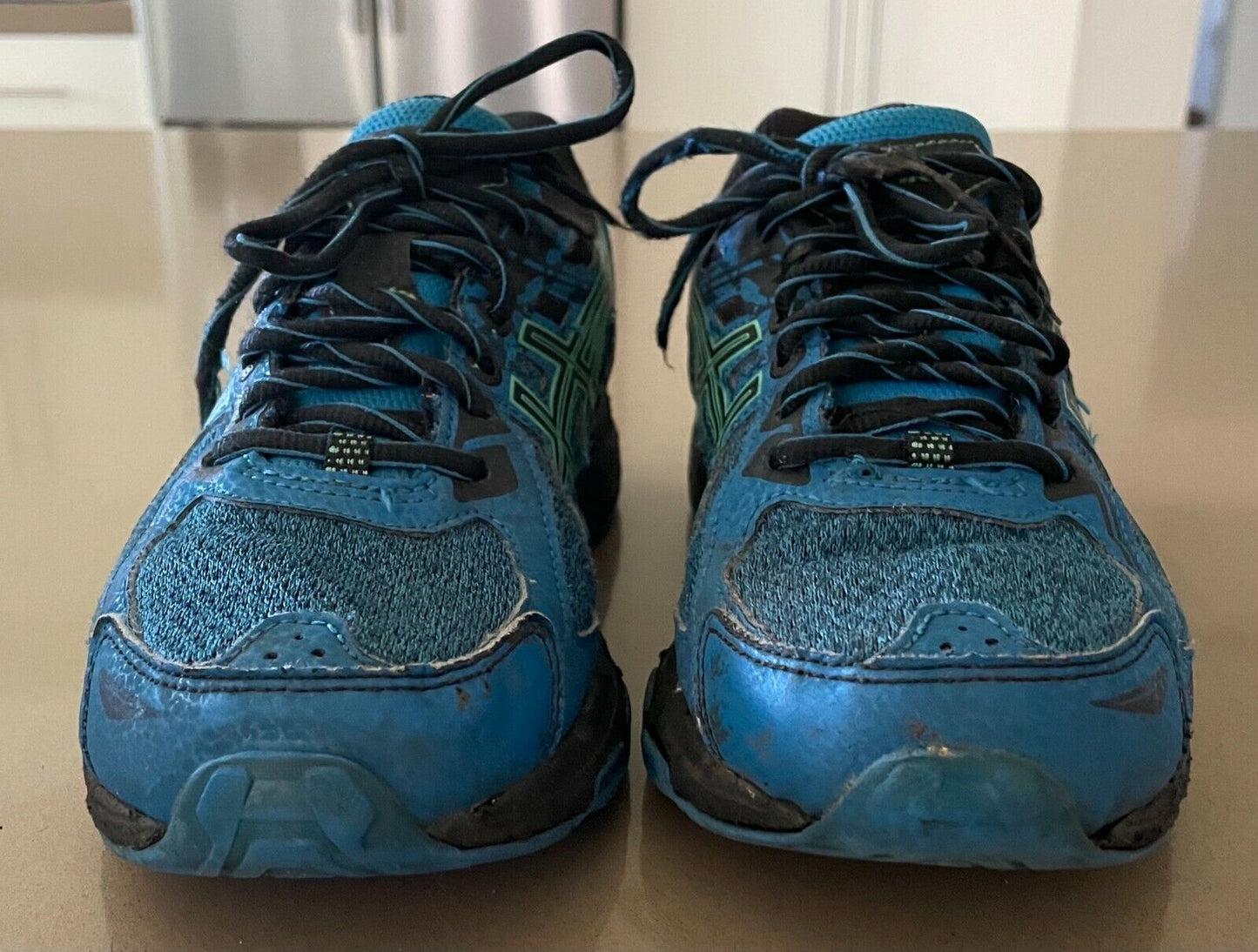 ASICS 1014A077 GEL Venture 6 Blue Green Black Sports Shoes Sz 24.5cm US 6 EU 39