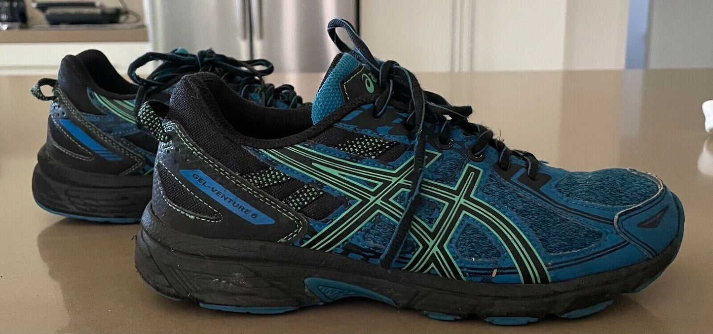 ASICS 1014A077 GEL Venture 6 Blue Green Black Sports Shoes Sz 24.5cm US 6 EU 39