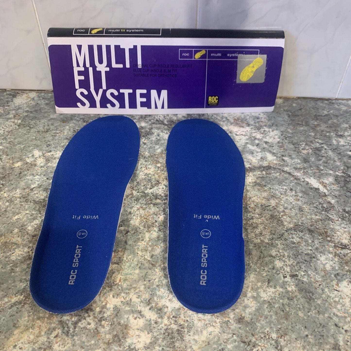 New ROC SPORT UK 8 Wide Fit Shoe Insole Innersole Multi fit Size 7.5 9 Blue NEW