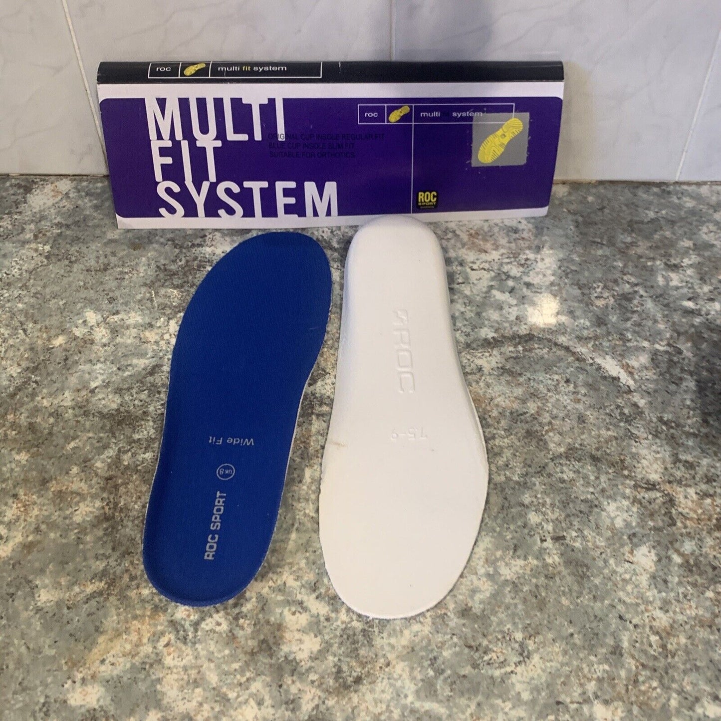New ROC SPORT UK 8 Wide Fit Shoe Insole Innersole Multi fit Size 7.5 9 Blue NEW