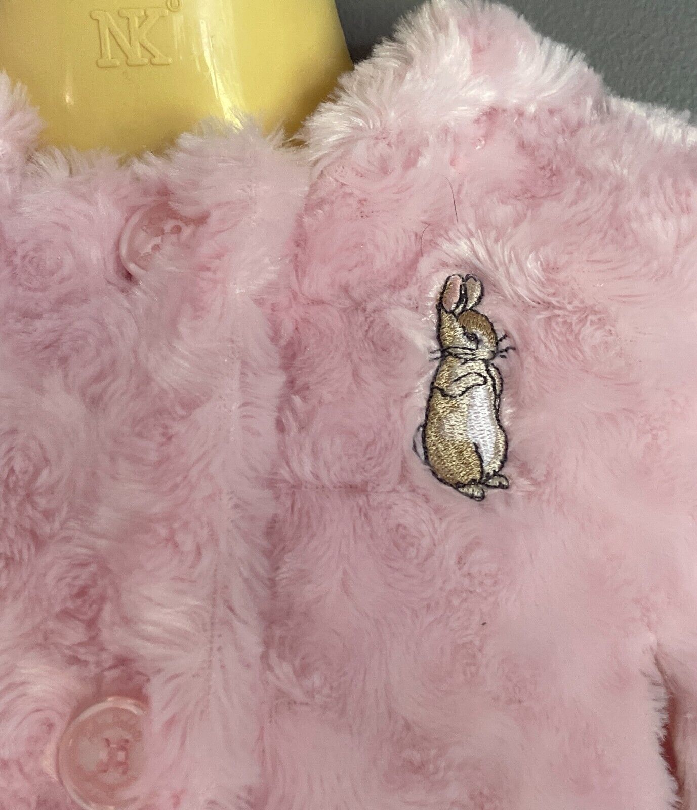 PETER RABBIT  Cape With Hoody & Ears Pink Soft Faux Fur Button Front Size 0