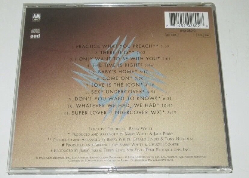 CD BARRY WHITE The Icon Is Love Studio Album 1994 Romance Love Sexy Crooner
