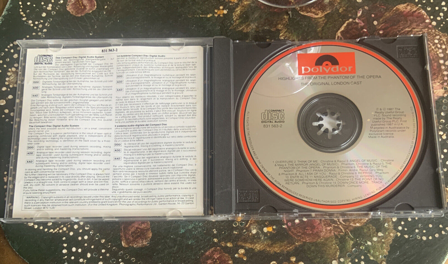 CD Highlights from The PHANTOM OF THE OPERA Original London Cast 1987 M Crawford