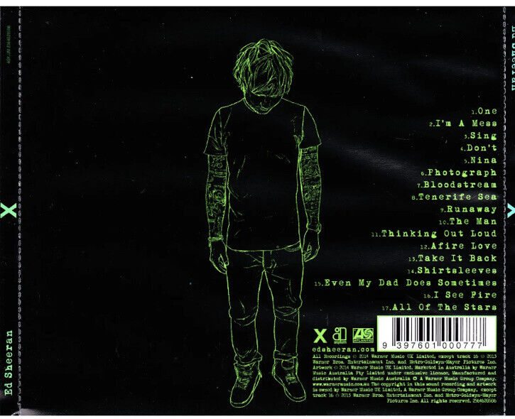 CD ED SHEERAN X Music Album Green Case