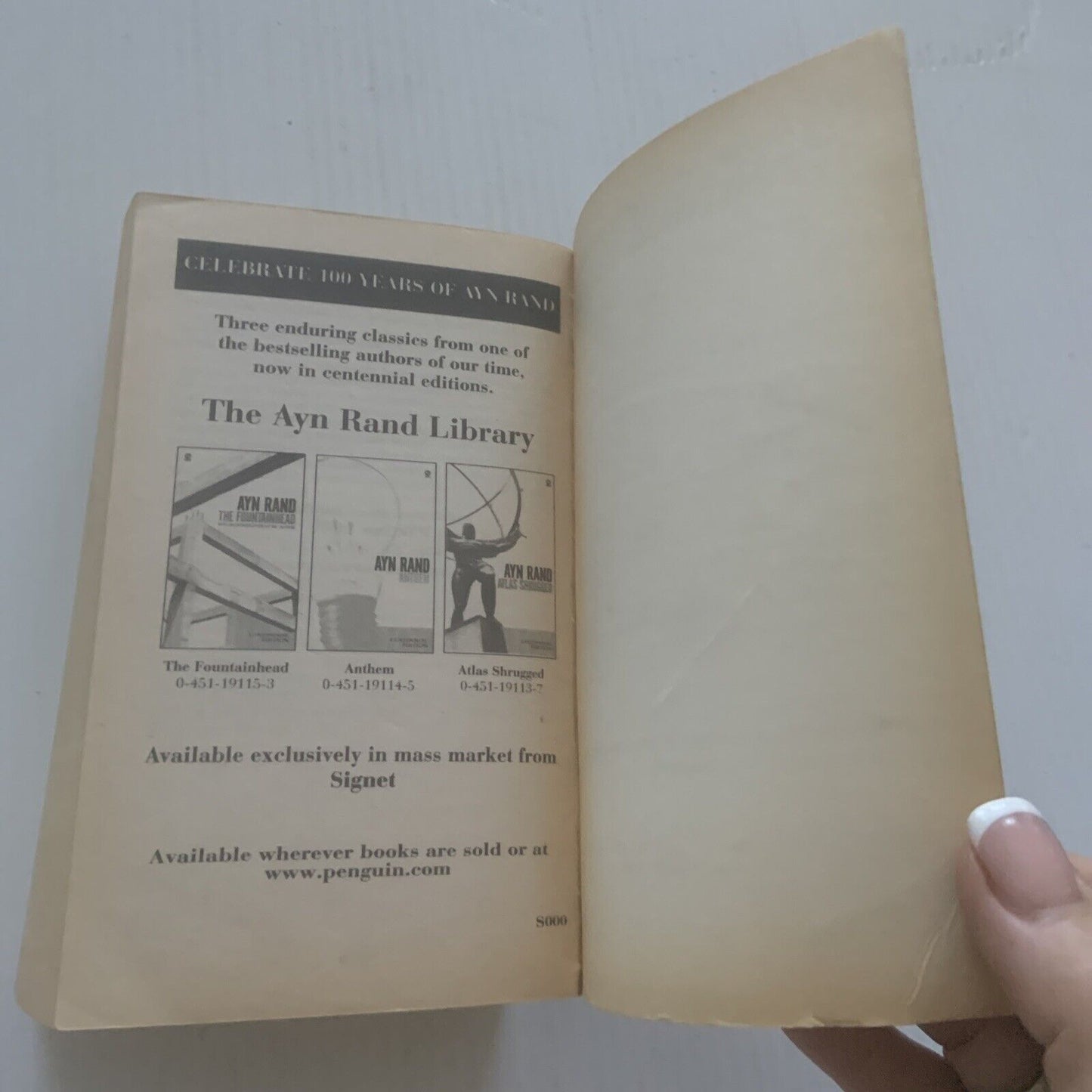 ATLAS Ayn Rand Atlas Shrugged Centennial Edition Small Thick PB