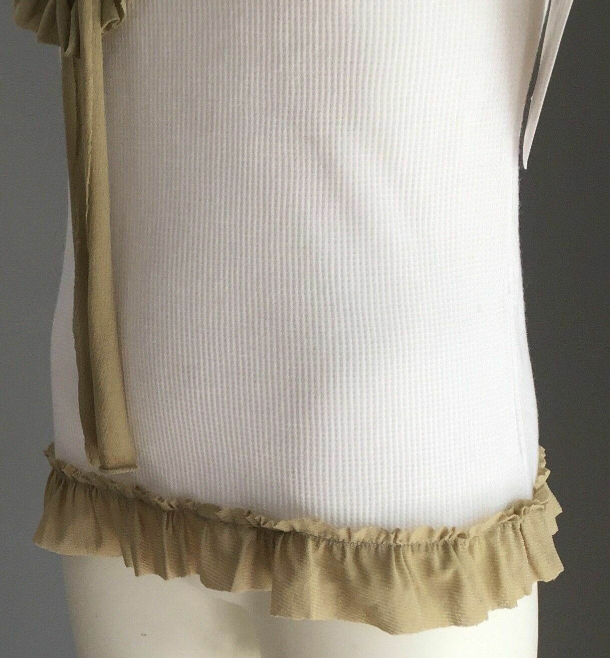 New Teen Girl BUBBLES & BUTTERCUPS Tank Top White w Khaki Floral Trim Size 14