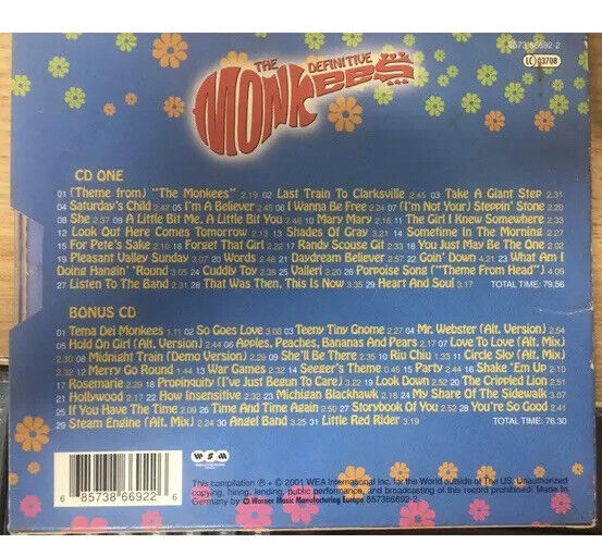 CD + Book THE MONKEES The Definitive Best Of Deluxe 2 Disc 2001 Warner Slip Case