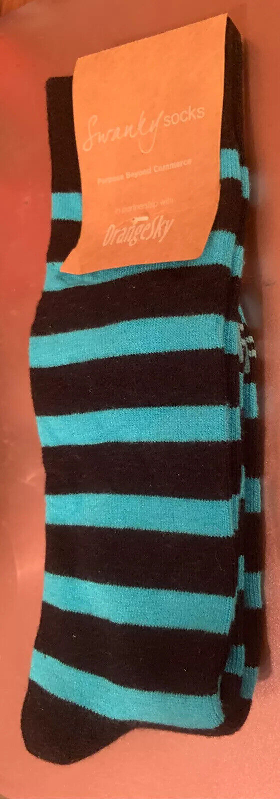 New Pair SWANKY SOCKS “Purpose Beyond Commerce” Orange Sky Bamboo Blend Size 8 9