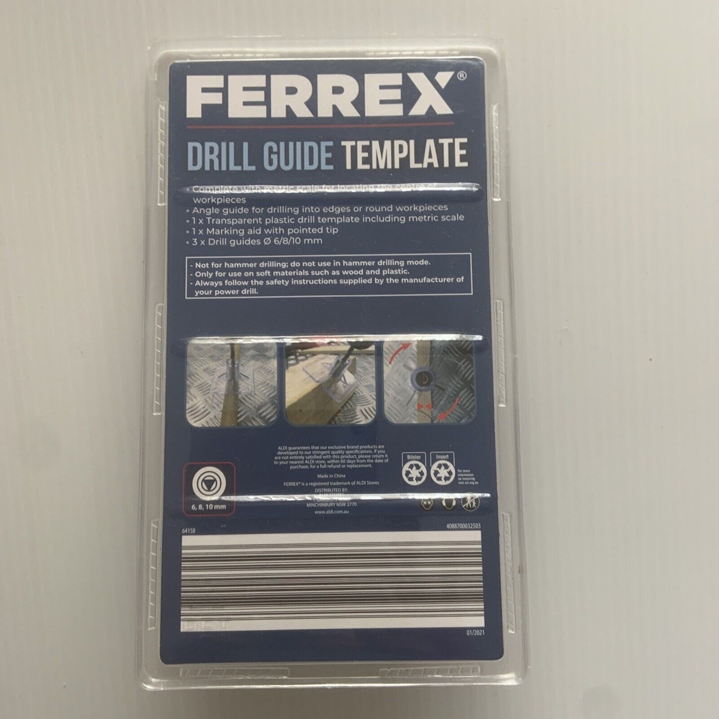 New German FERREX Drill Guide Template 3 Drill Guides Measure Round Or Flat Edge
