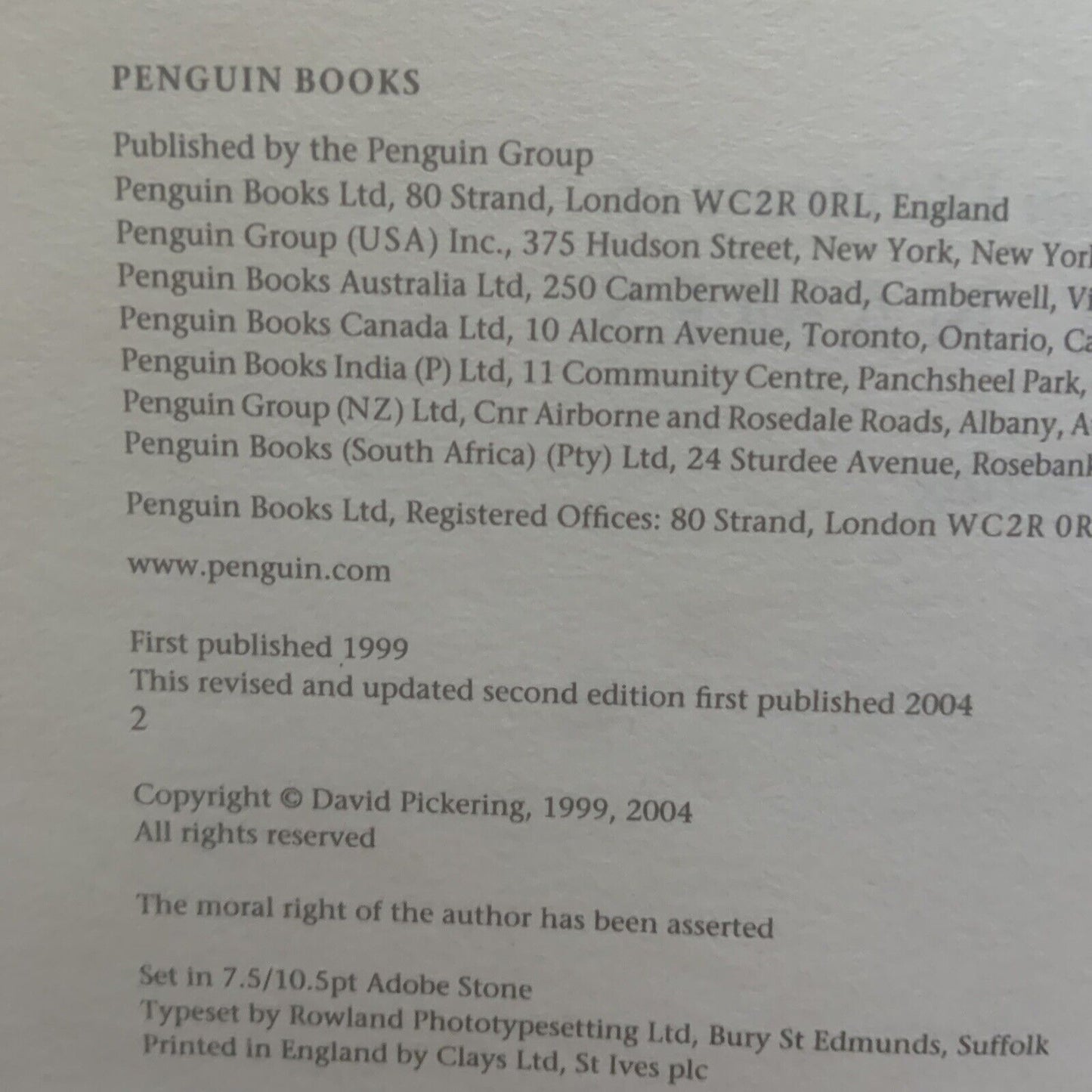 The Penguin DICTIONARY of First Names by David Pickering Paperback 2004