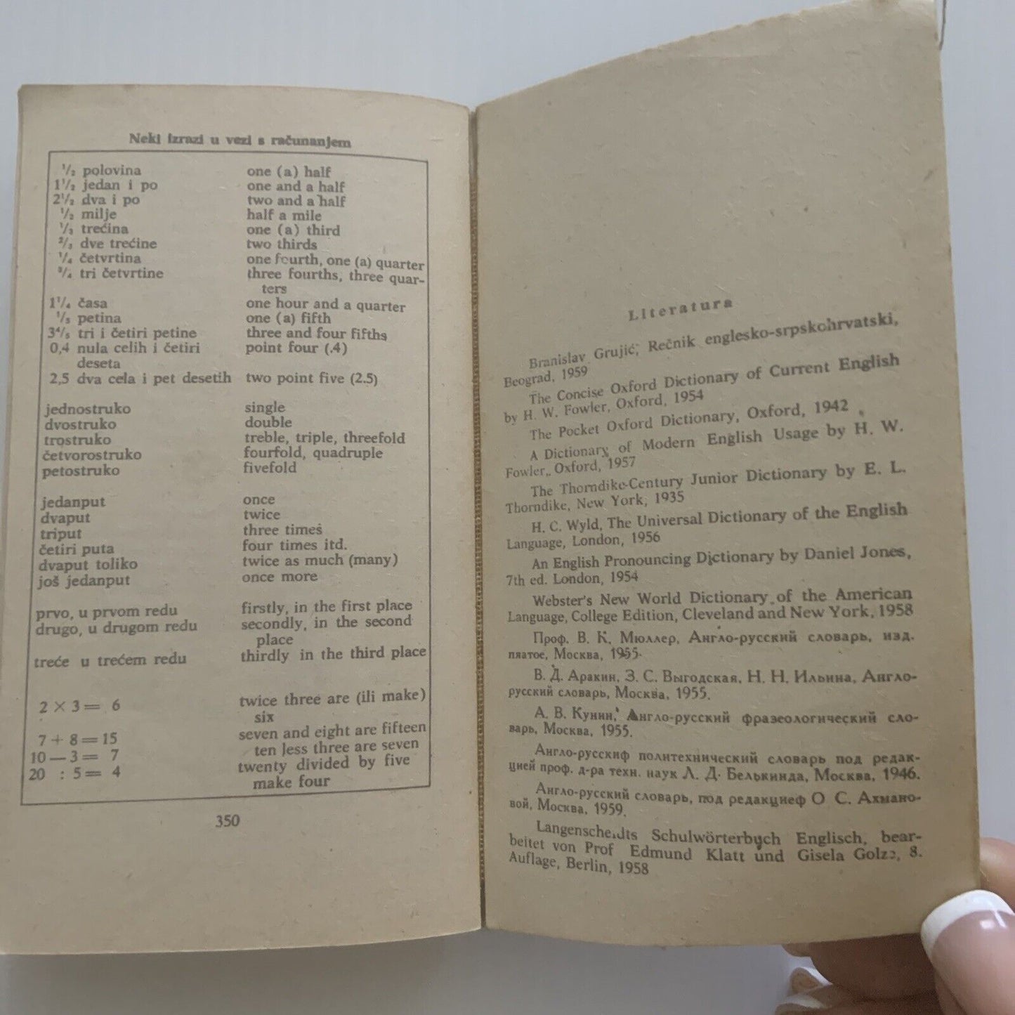 REČNIK ENGLESKU SRPSKOHRVATSKI Serbo Croatian Dictionary 1959 Pocket book Recnik