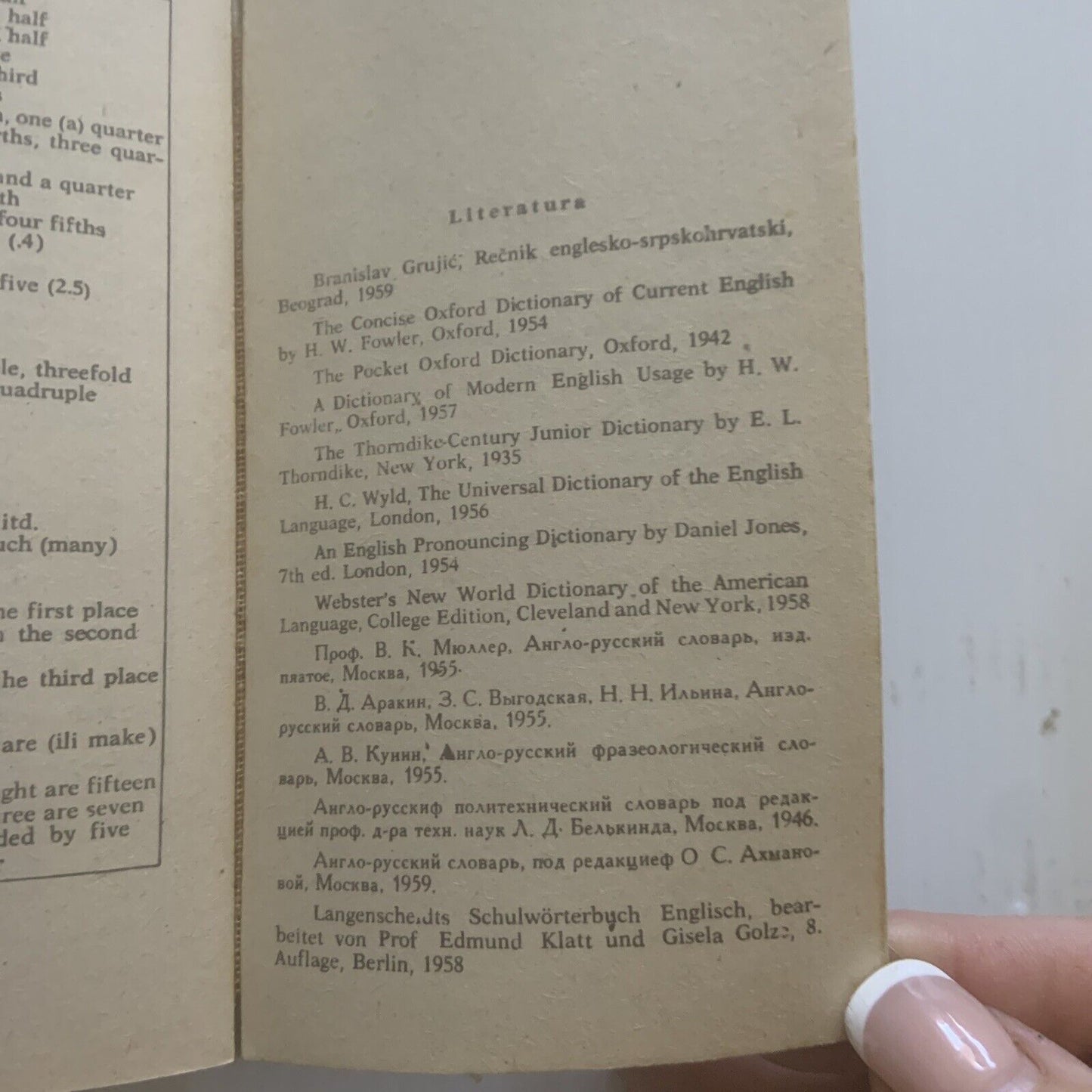 REČNIK ENGLESKU SRPSKOHRVATSKI Serbo Croatian Dictionary 1959 Pocket book Recnik