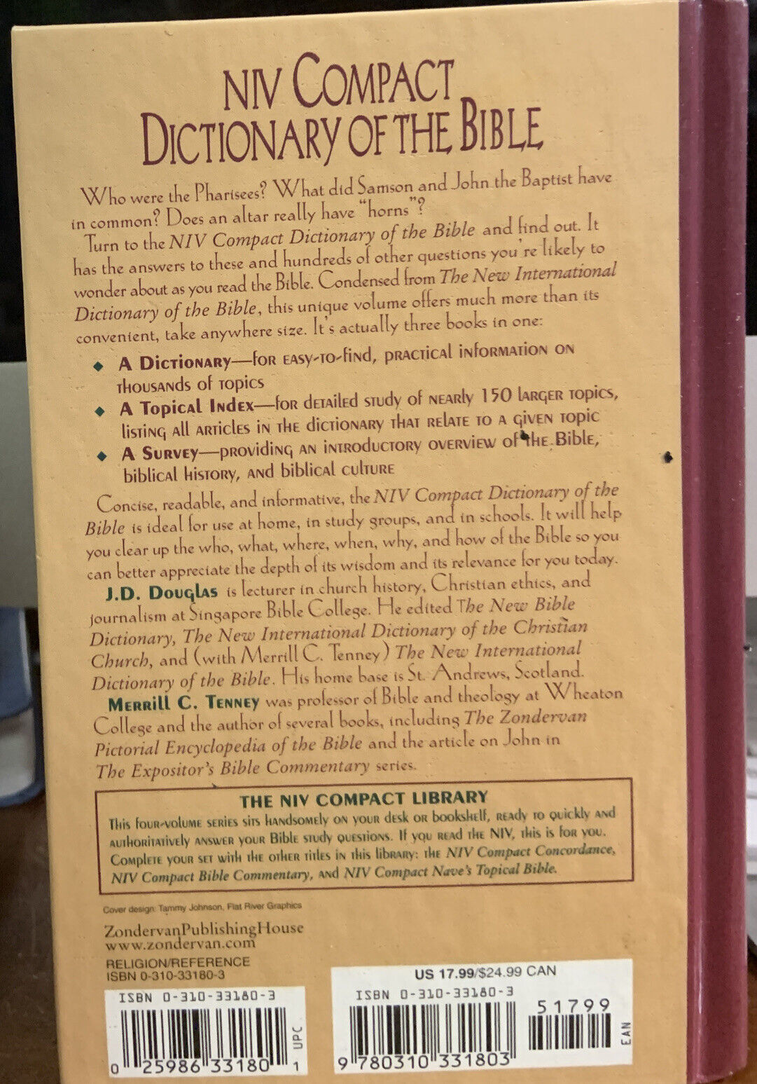 BIBLE NIV Compact DICTIONARY Of The BIBLE J D Douglas M C Tenney Gloss HC 1989