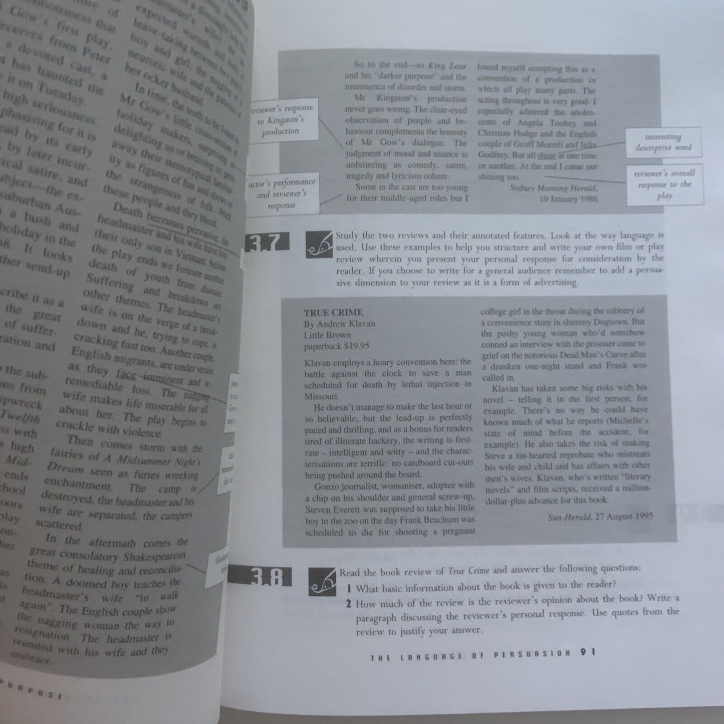 ON PURPOSE Studying Written Oral and Visual Language in Context PB 1996 1st Ed
