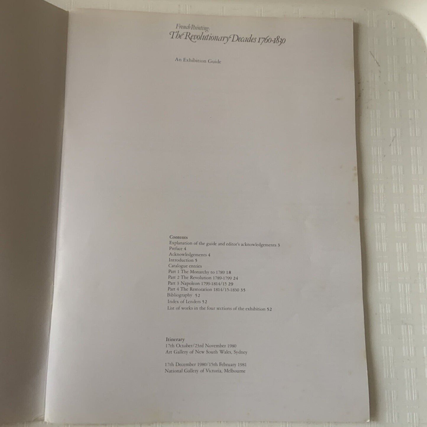 FRENCH PAINTING The Revolutionary Decade 1760-1830 An Exhibition Guide PB 1981