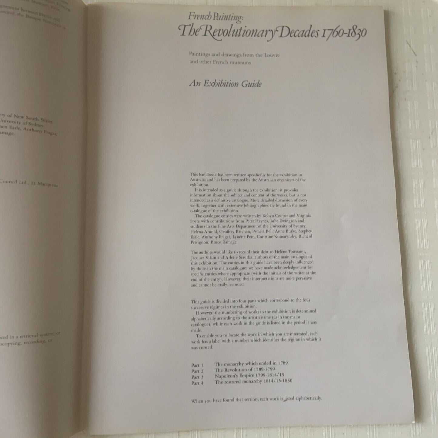 FRENCH PAINTING The Revolutionary Decade 1760-1830 An Exhibition Guide PB 1981
