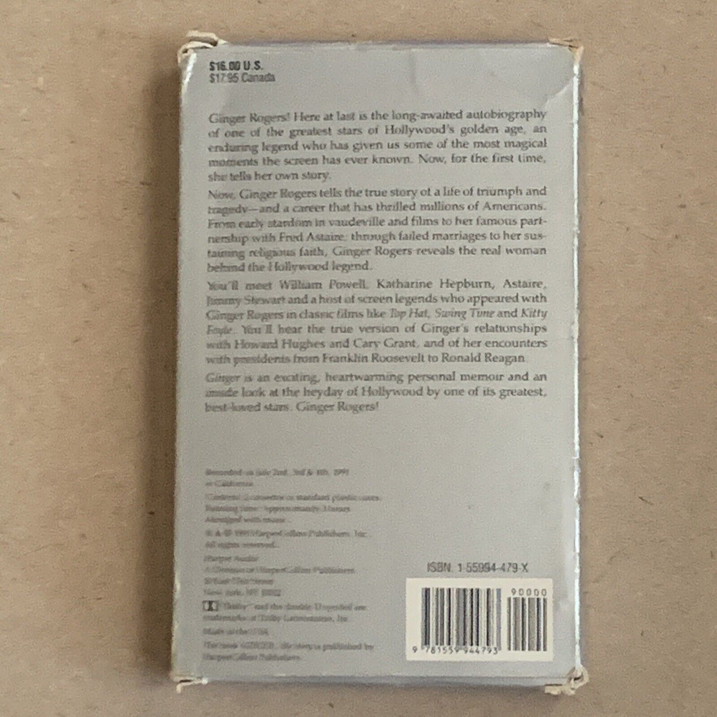 2 Audio Cassette Set GINGER MY STORY Read By GINGER ROGERS 1991 Card Flip Case