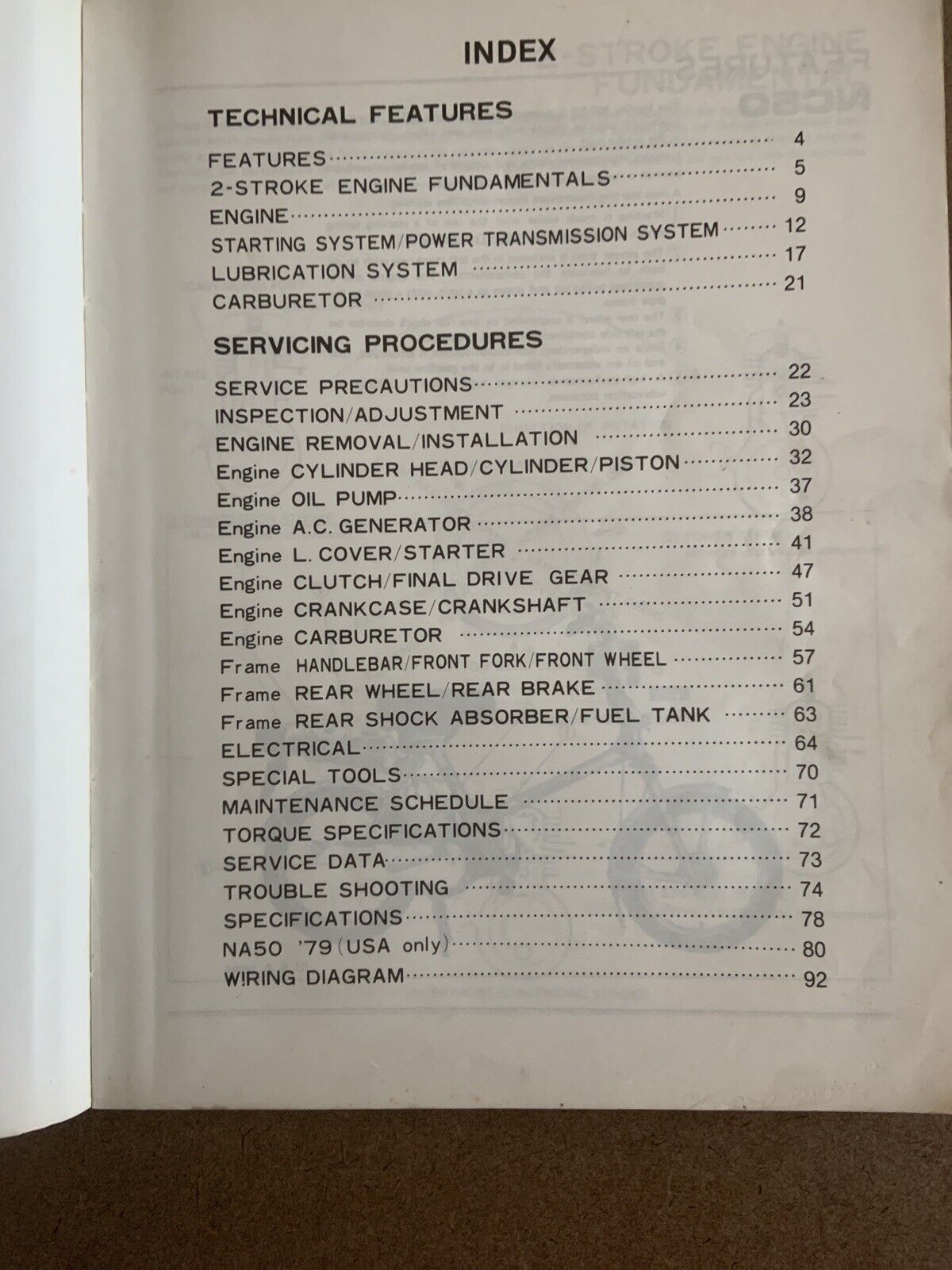 Servicing HONDA MOTOR CYCLES NA 50 NC 50 Express PB 1979 Japan