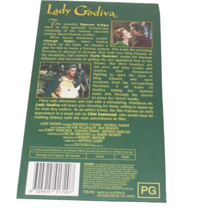 Vintage VHS LADY GODIVA Maureen O'Hara  Video Tape Hollywood Romance