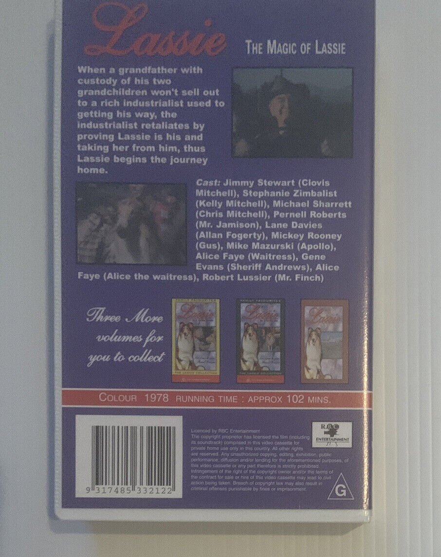 Vintage VHS Lassie THE MAGIC OF LASSIE Video Tape Jimmy Stewart