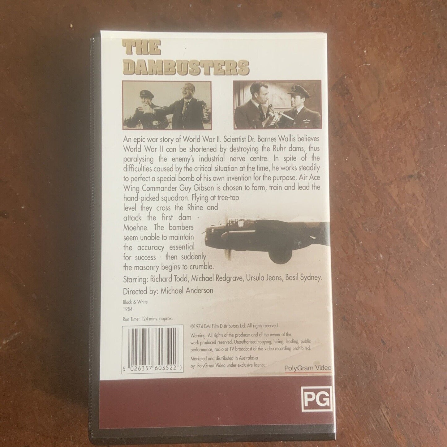 VHS THE DAMBUSTERS 1954 B&W Film 1974 EMI Australian Video Release 124 Mins WWII