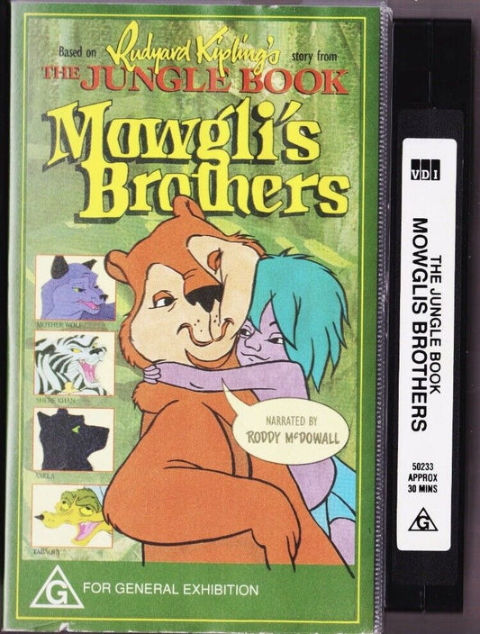VHS Mowgli's Brothers 1991 The Jungle Book Video Tape Animation Roddy McDowell