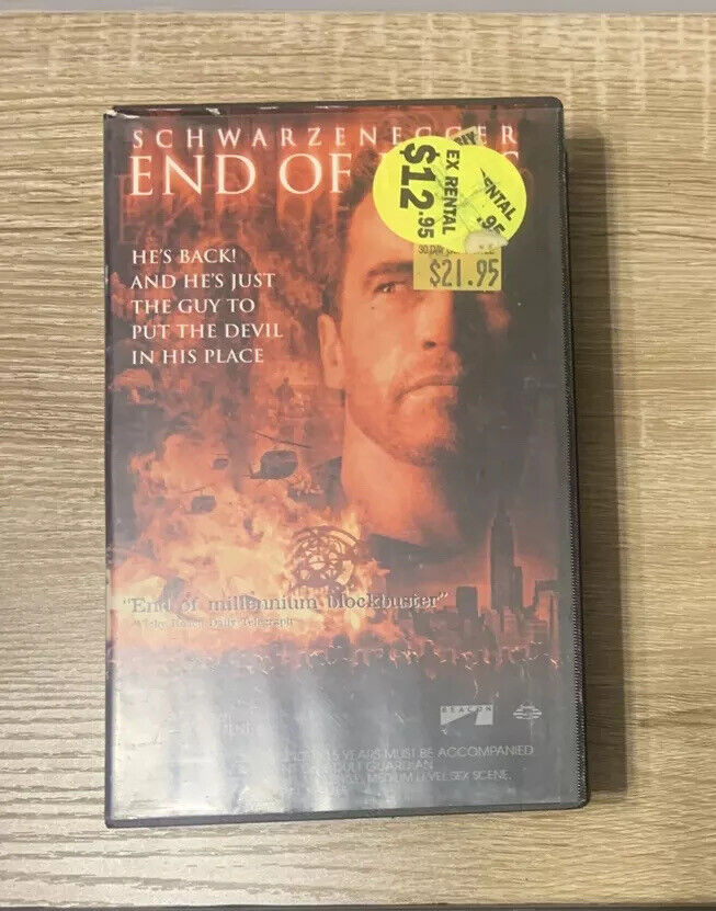 VHS END OF DAYS Arnold Schwarzenegger EXRental Block Buster Action Big Box Video